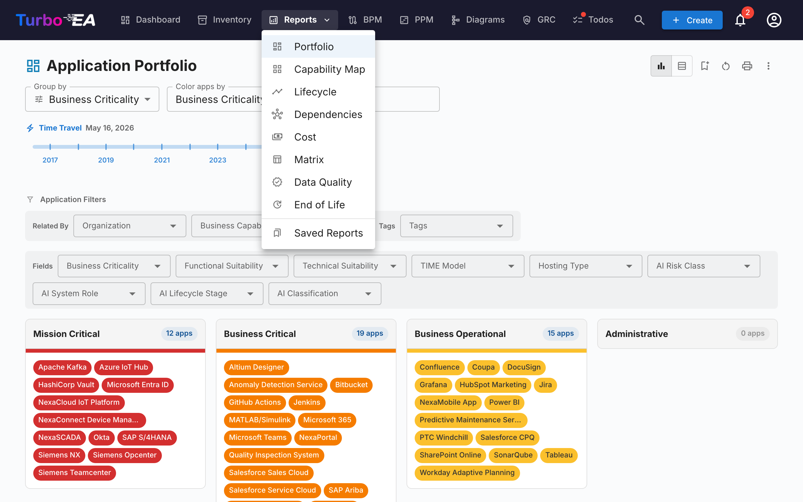 Available Reports Menu