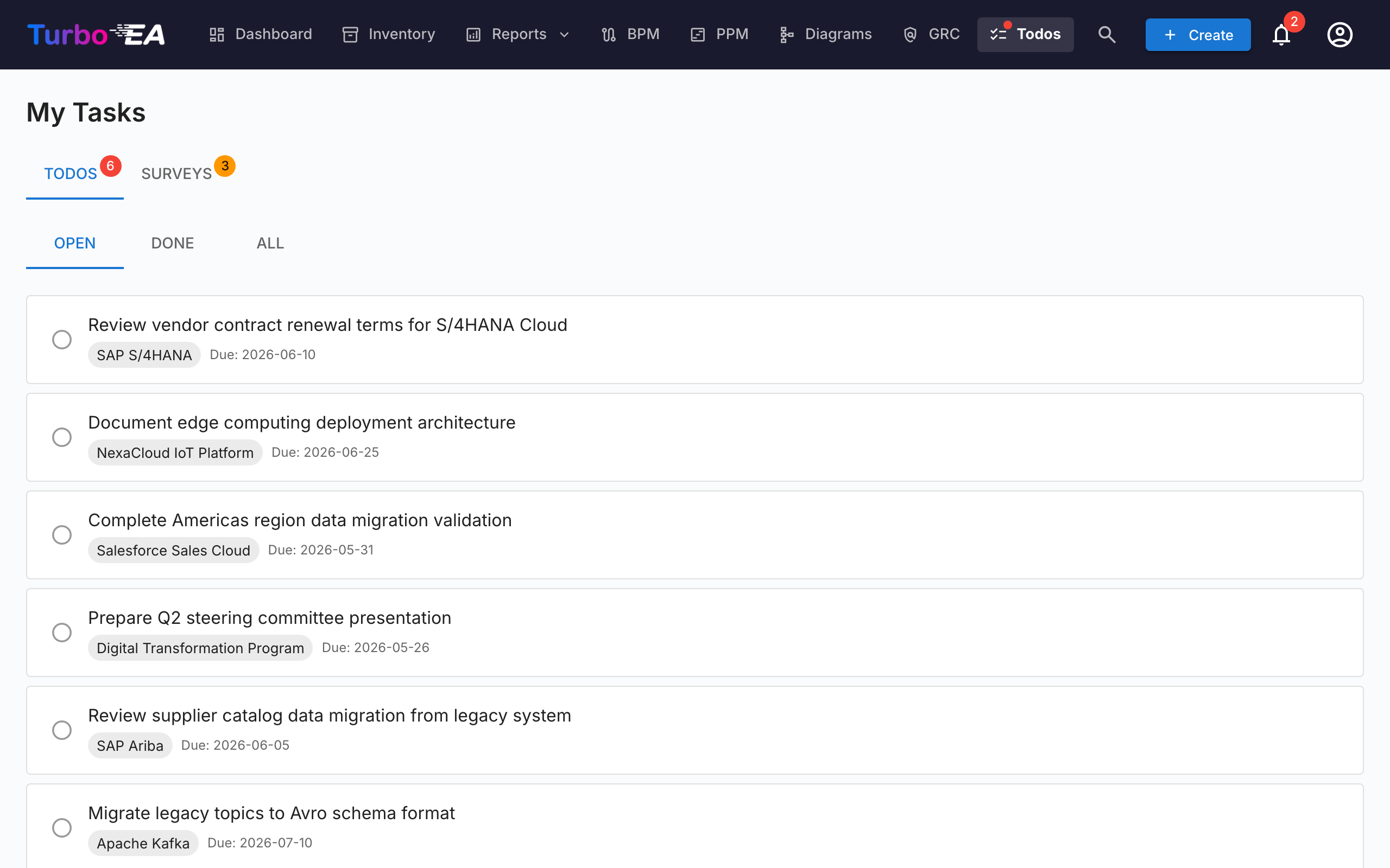 My Tasks Section