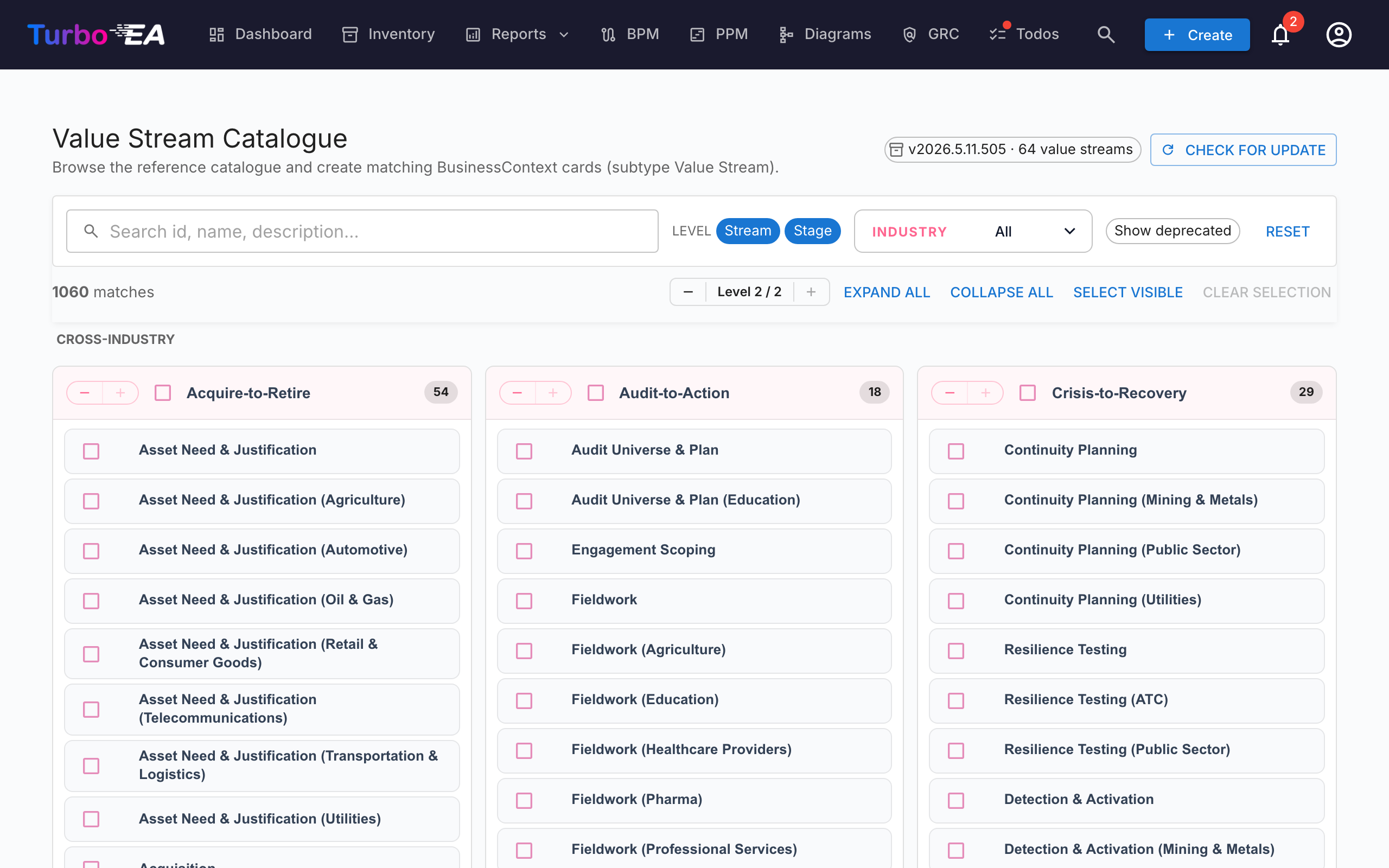 Value Stream Catalogue