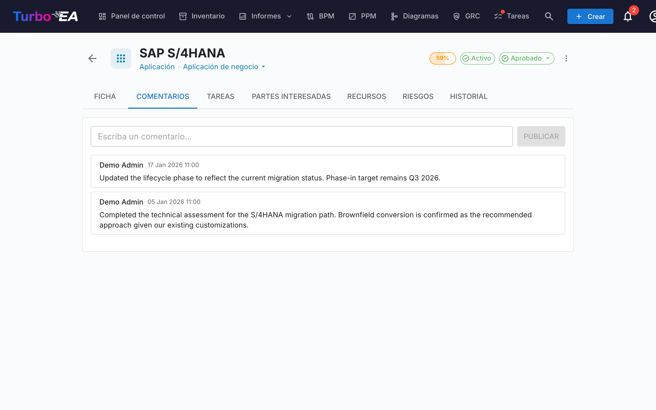 Sección de Comentarios de una Ficha