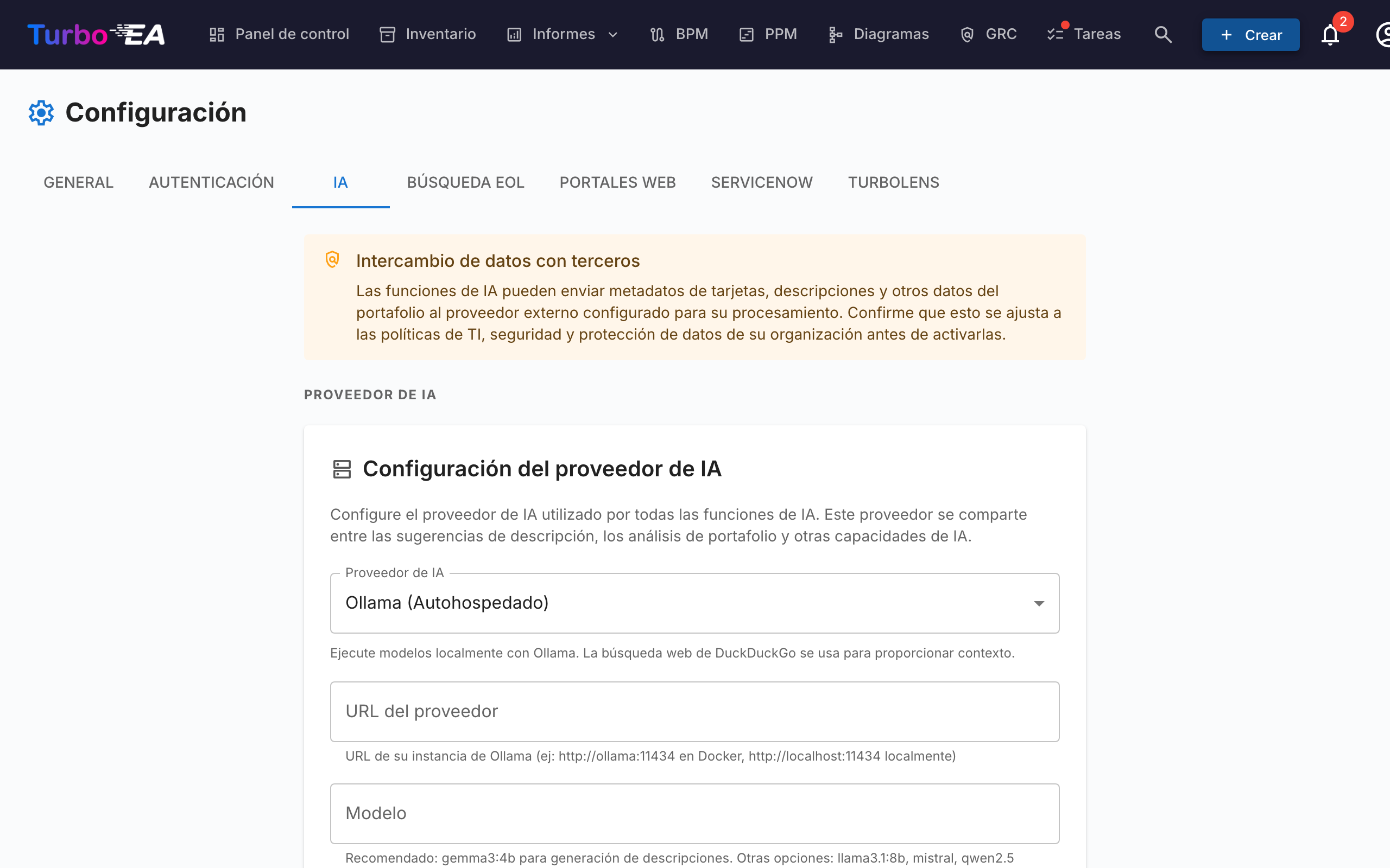 Configuración de Sugerencias IA