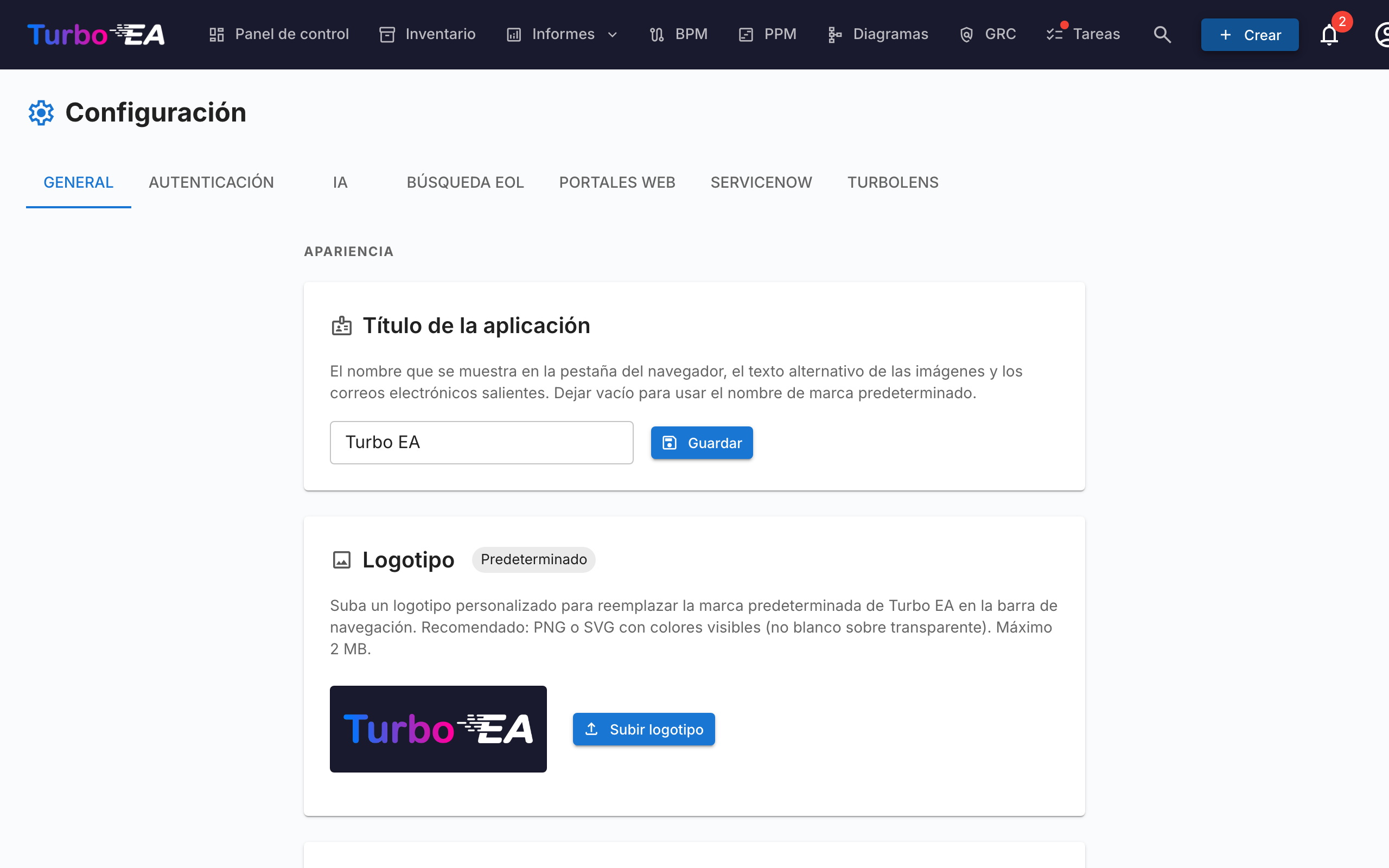 Configuración general