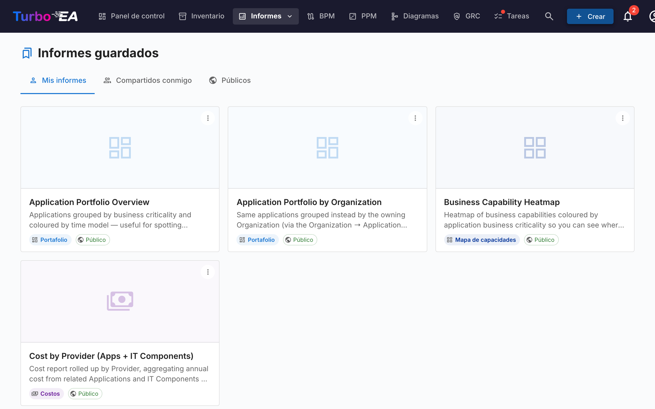 Galería de Informes Guardados