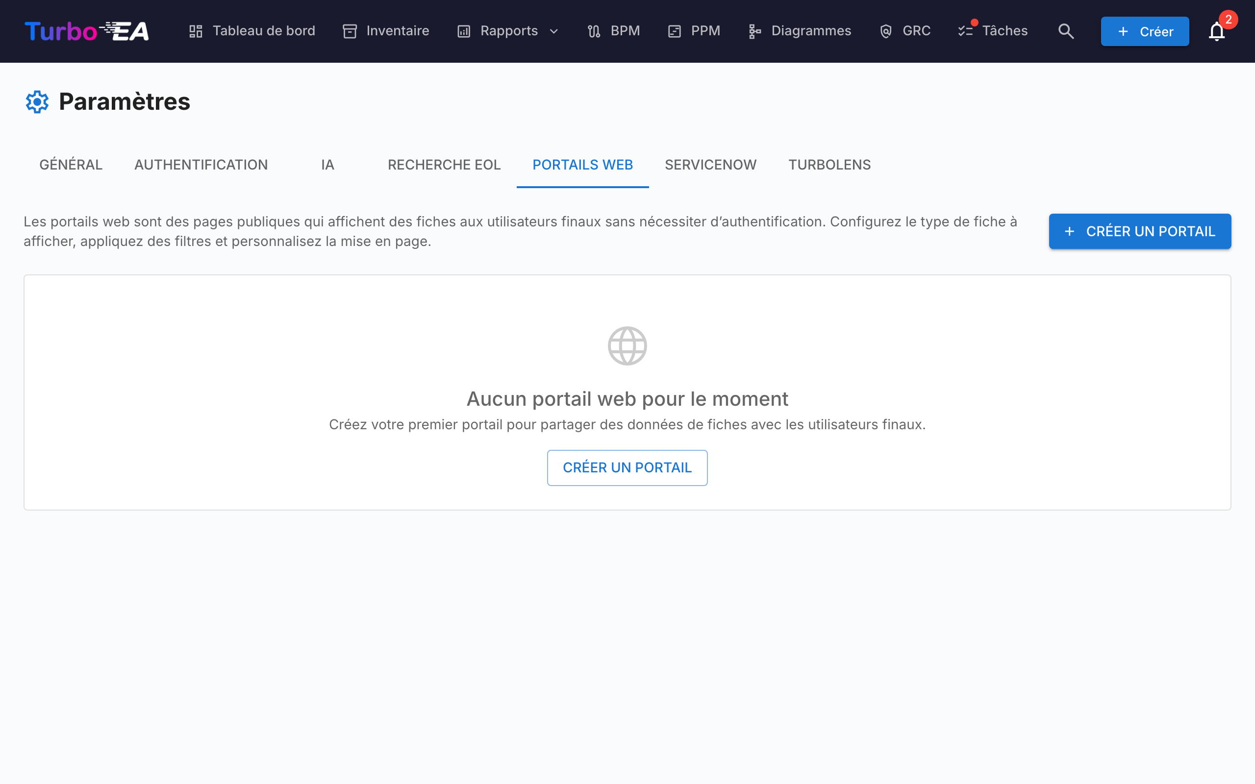 Administration des portails web