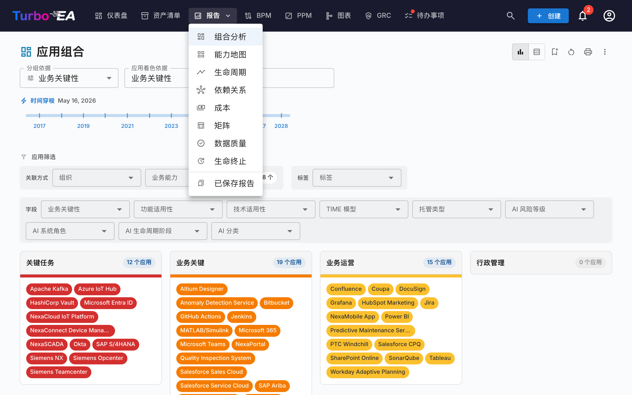 可用报告菜单